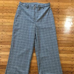 plaid pinstripe high rise trousers